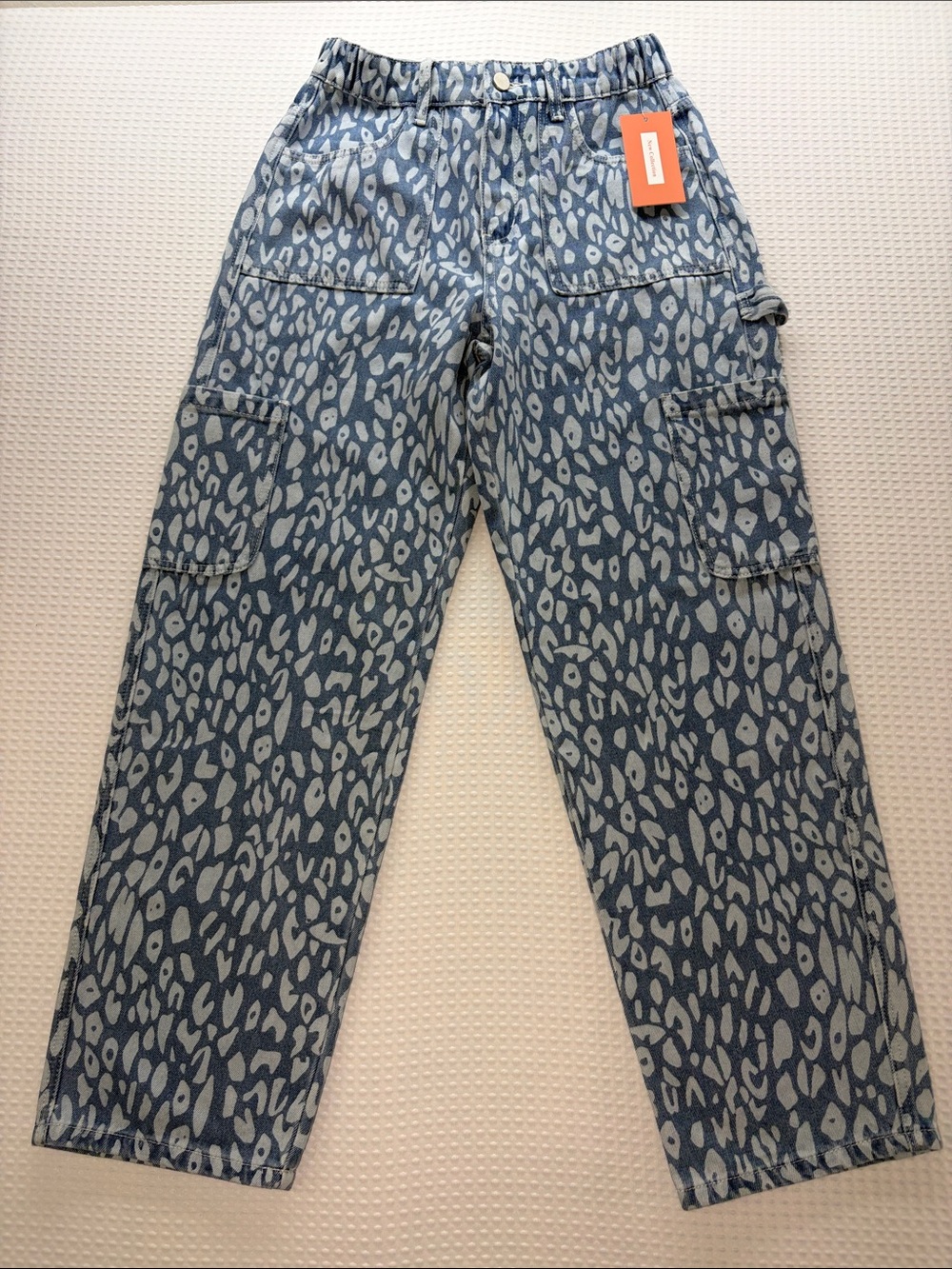 Women’s Straight Leg Denim Jeans in Blue Animal Print